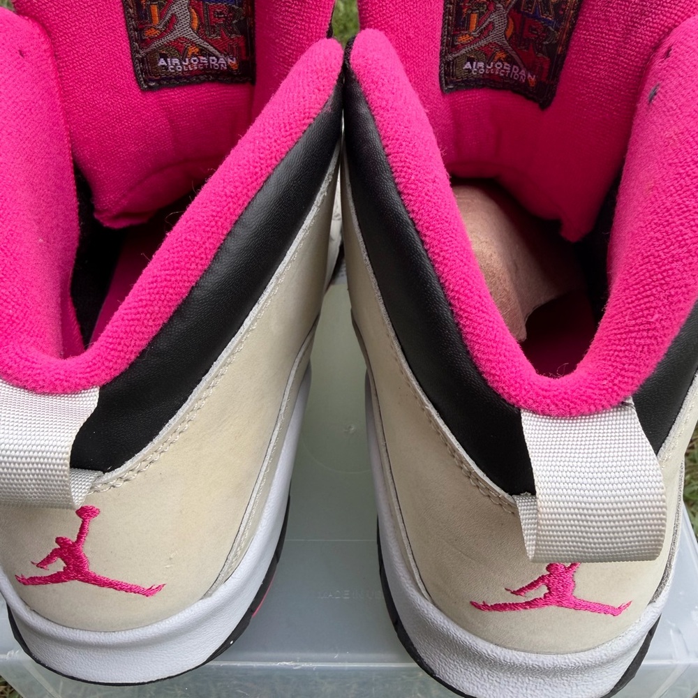 Jordan Women’s White, Black & Pink Retro Sneakers - Picture 3 of 5